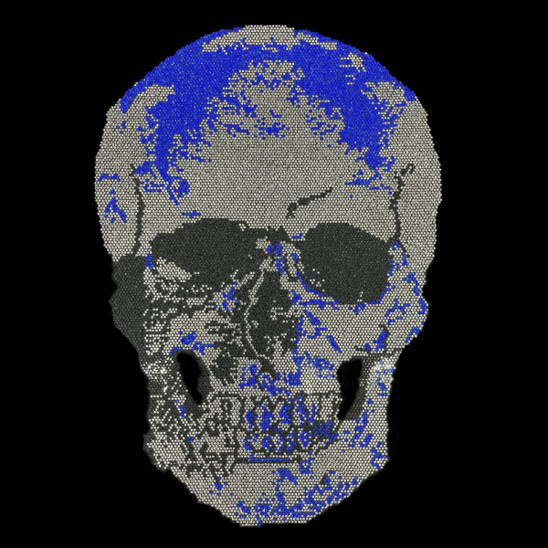 Blue Skull Rhinestone Heat Transfer Iron On Bling Crystal Patch Design